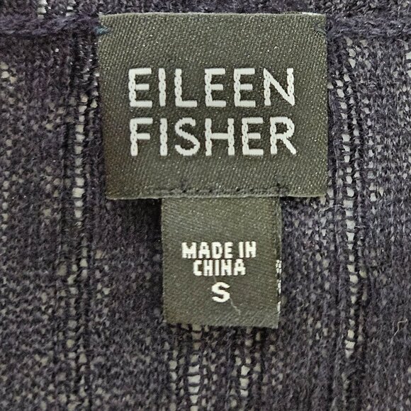 Eileen Fisher Sweater Cardigan Size Small Navy Blue Lightweight Open Front - Picture 5 of 8